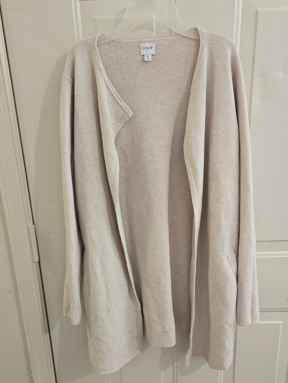 J. Crew Juliette Collarless Sweater Blazer Open Front Cardigan M Beige Pockets